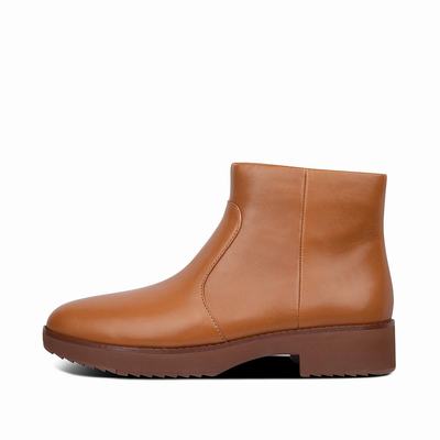 Fitflop Women's MARIA Leather Ankle Boots - Light Brown, LE8729305